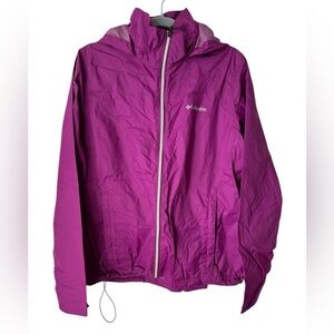 COLUMBIA Pink Hooded Medium Windbreaker Raincoat